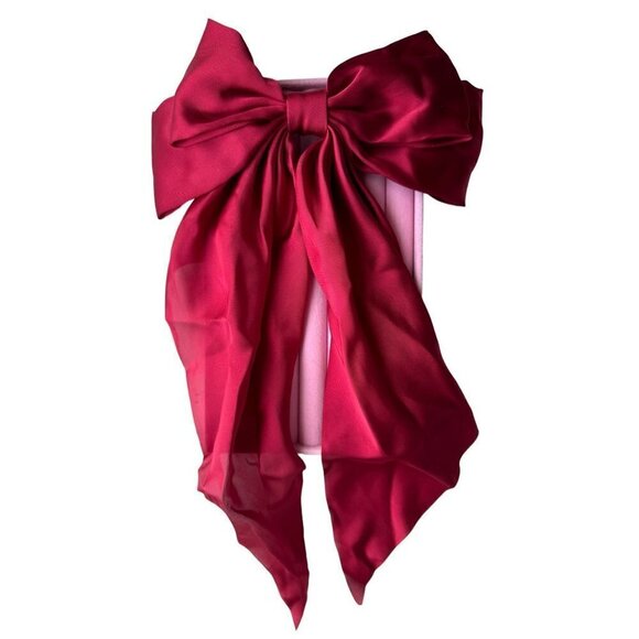 Silk Satin Bowknot Ribbon With Clip Large Double Layered Elegant - Picture 1 of 2